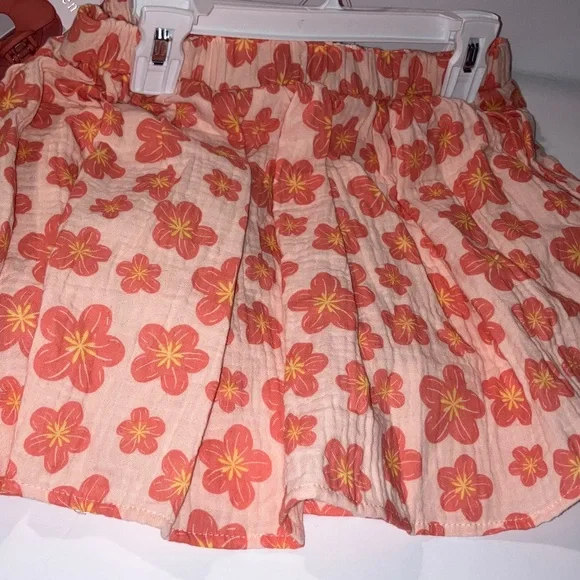 btween Pink and Orange Floral Matching‎ Tank and Skort Set with Hair Clip - Picture 5 of 6